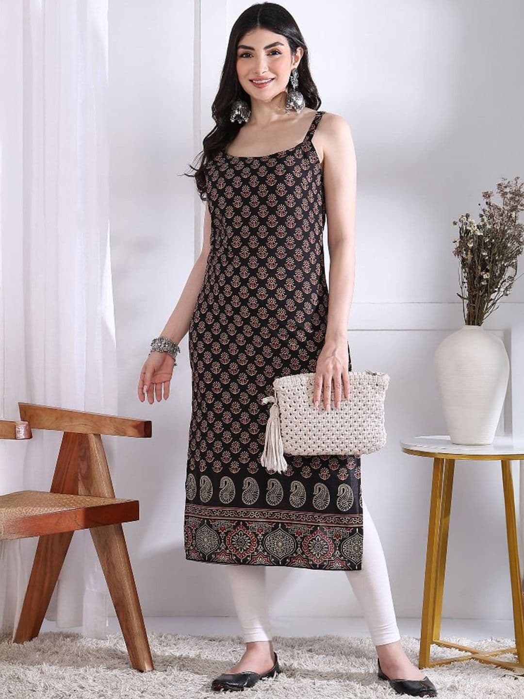 Vbuyz Women Floral Printed Festive Cotton Straight Kurta - view 1