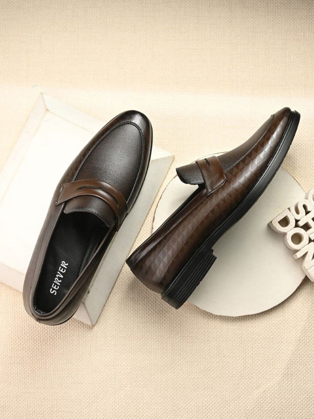 SERVER Men Textured Formal Slip-Ons - view 1