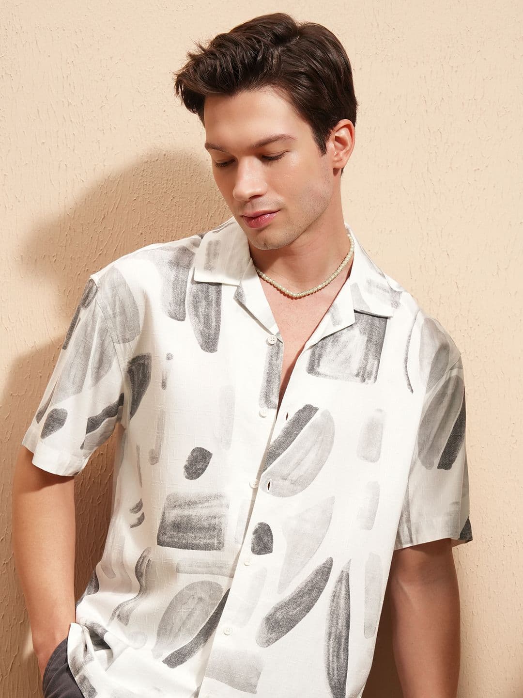 HIGHLANDER Abstract Printed Cuban Collar Short Sleeves Shirt - view 1