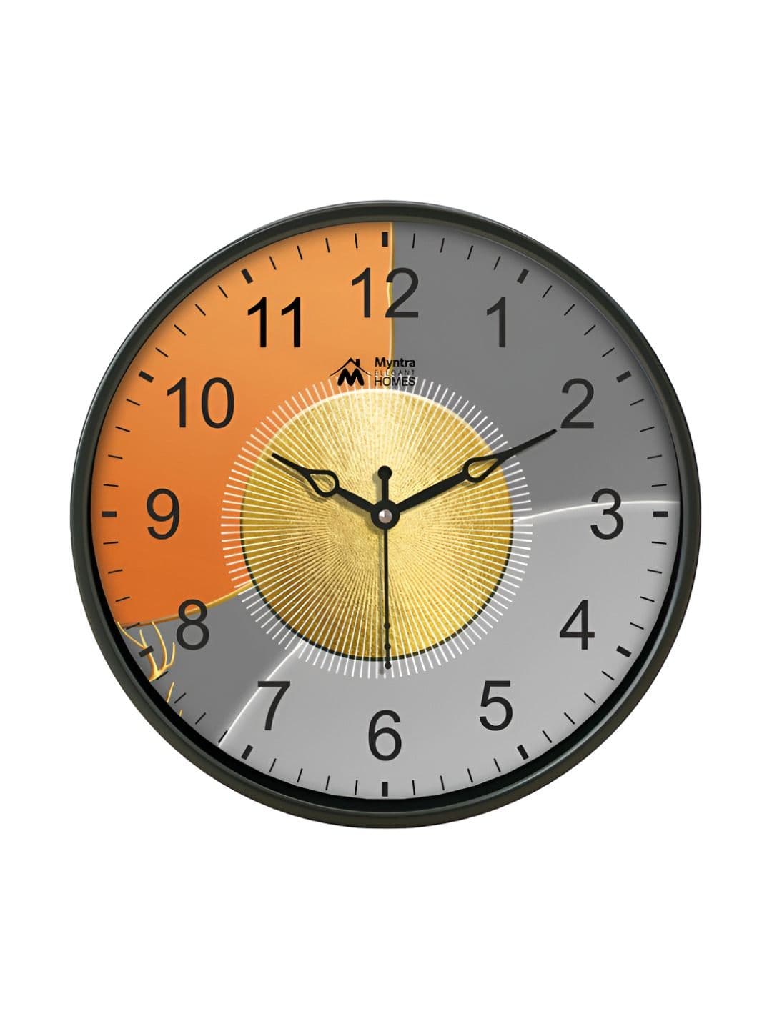 Myntra Elegant Homes Grey & Orange Printed Analogue Round Contemporary Wall Clock - view 1