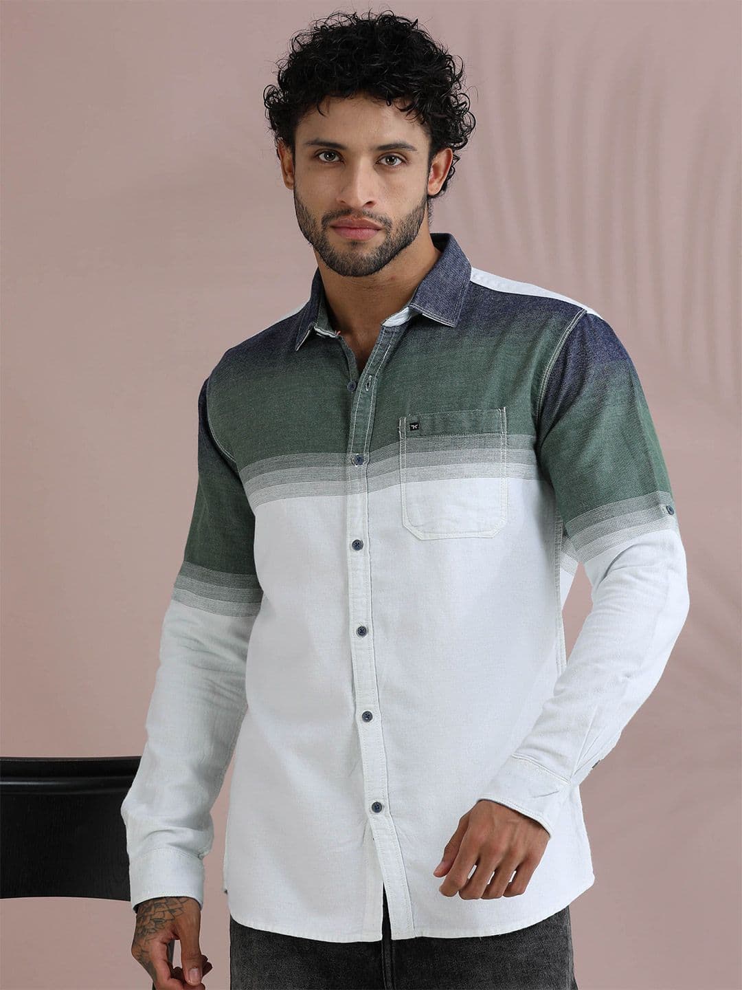 RIGS AND RAGS Men Comfort Fit Horizontal Striped Spread Collar Cotton Casual Shirt - view 1