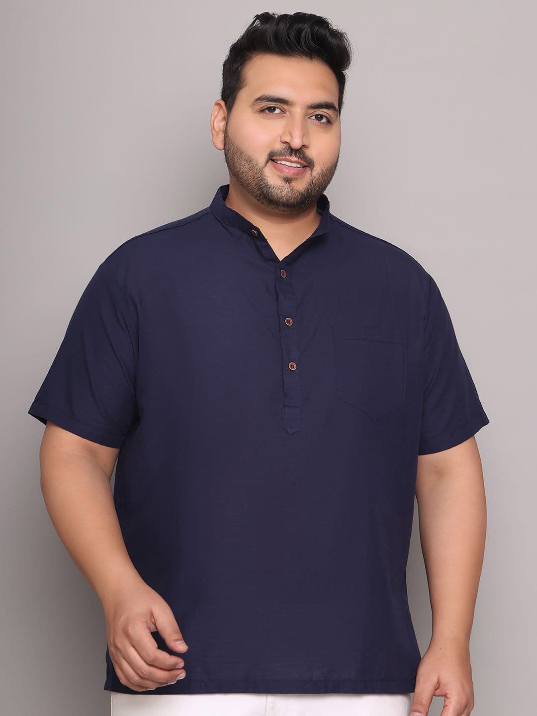Enchanted Drapes Mandarin Collar Cotton Straight Kurta - view 1
