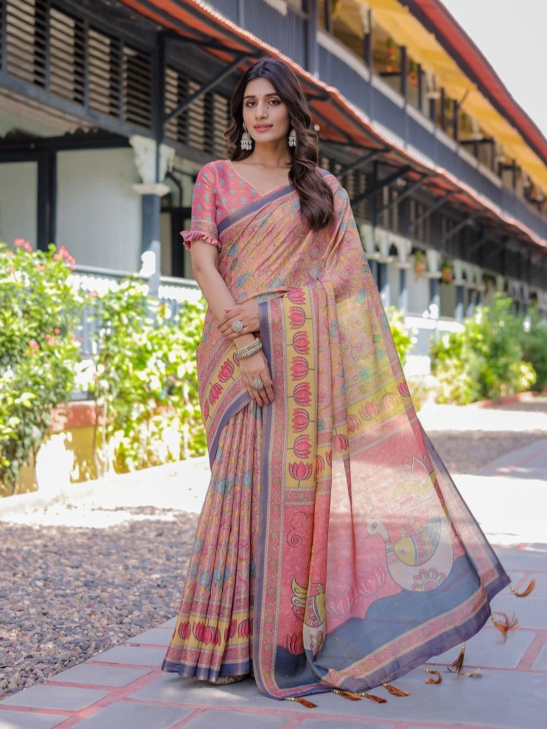 ALMAARI FASHION Floral Pure Cotton Banarasi Saree - view 1