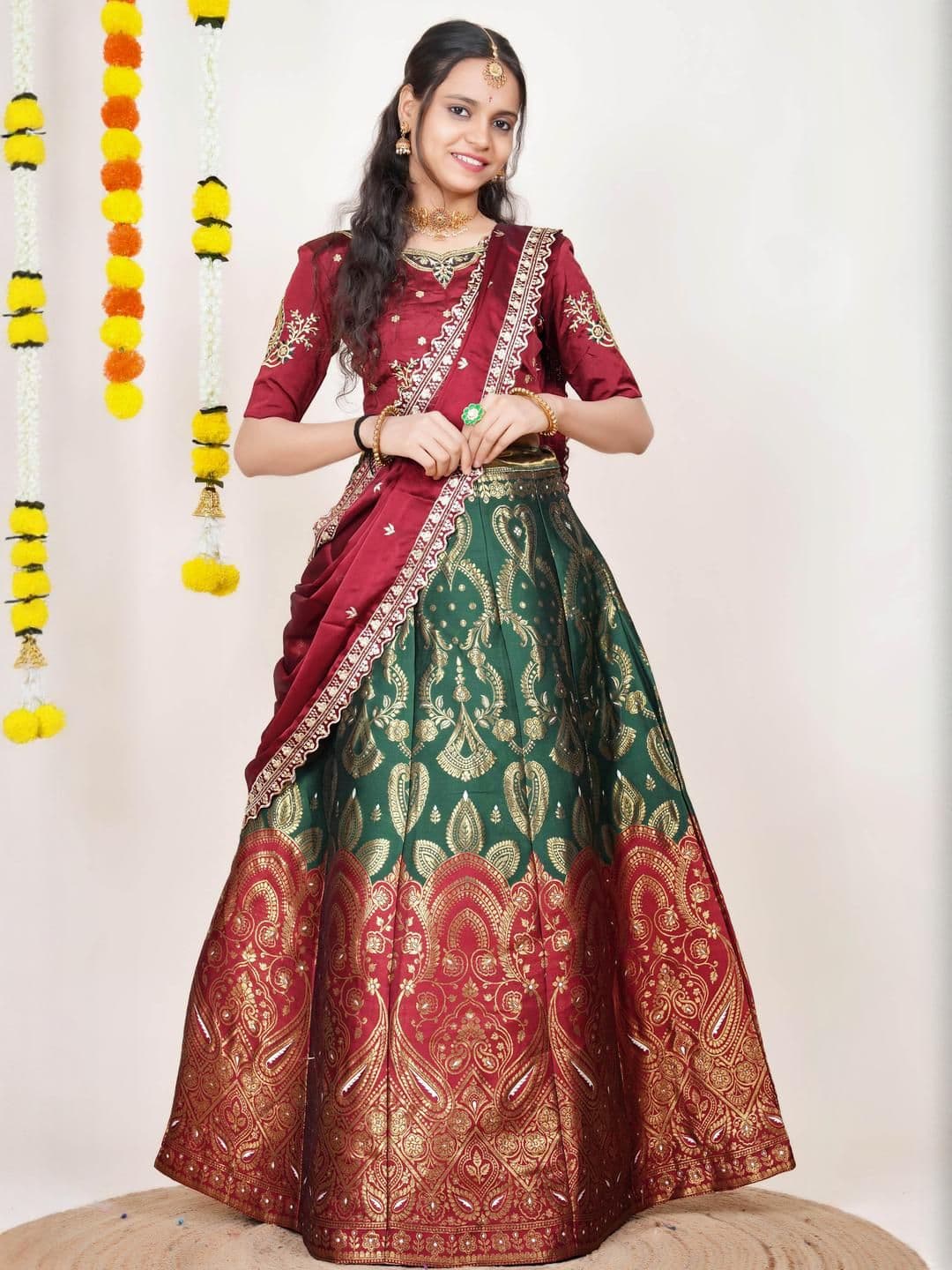 Mr Y Embroidered Sequinned Semi-Stitched Lehenga & Unstitched Blouse With Dupatta - view 1