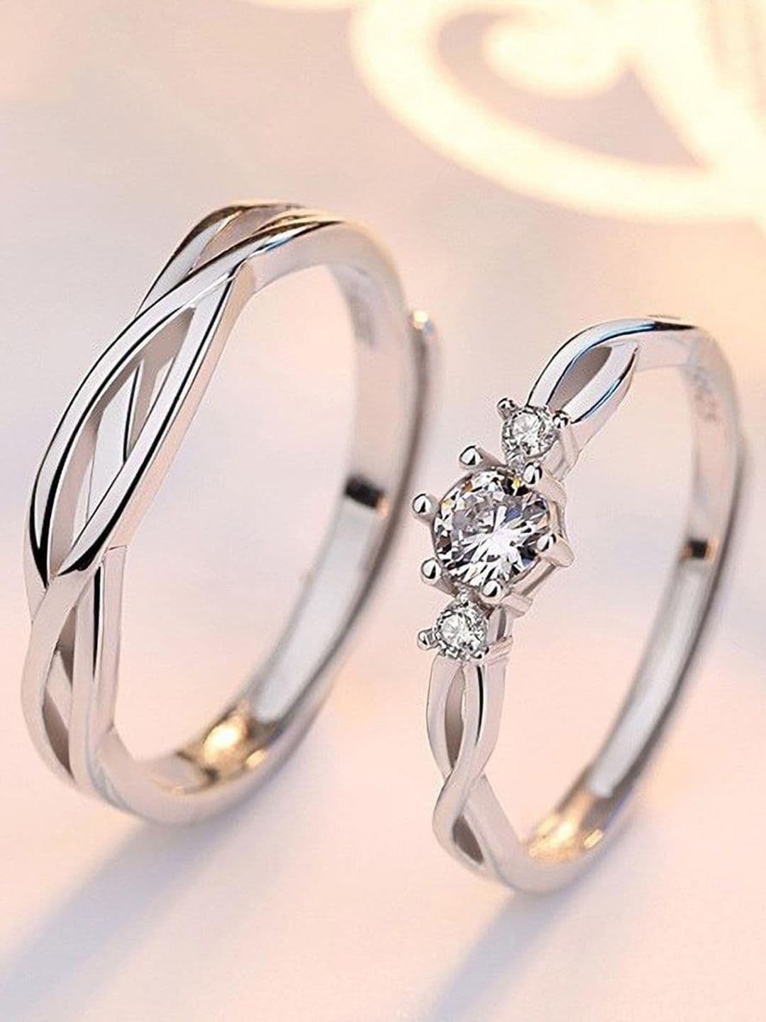 Ringzinnie Set Of 2 Stone-Studded Adjustable Finger Rings