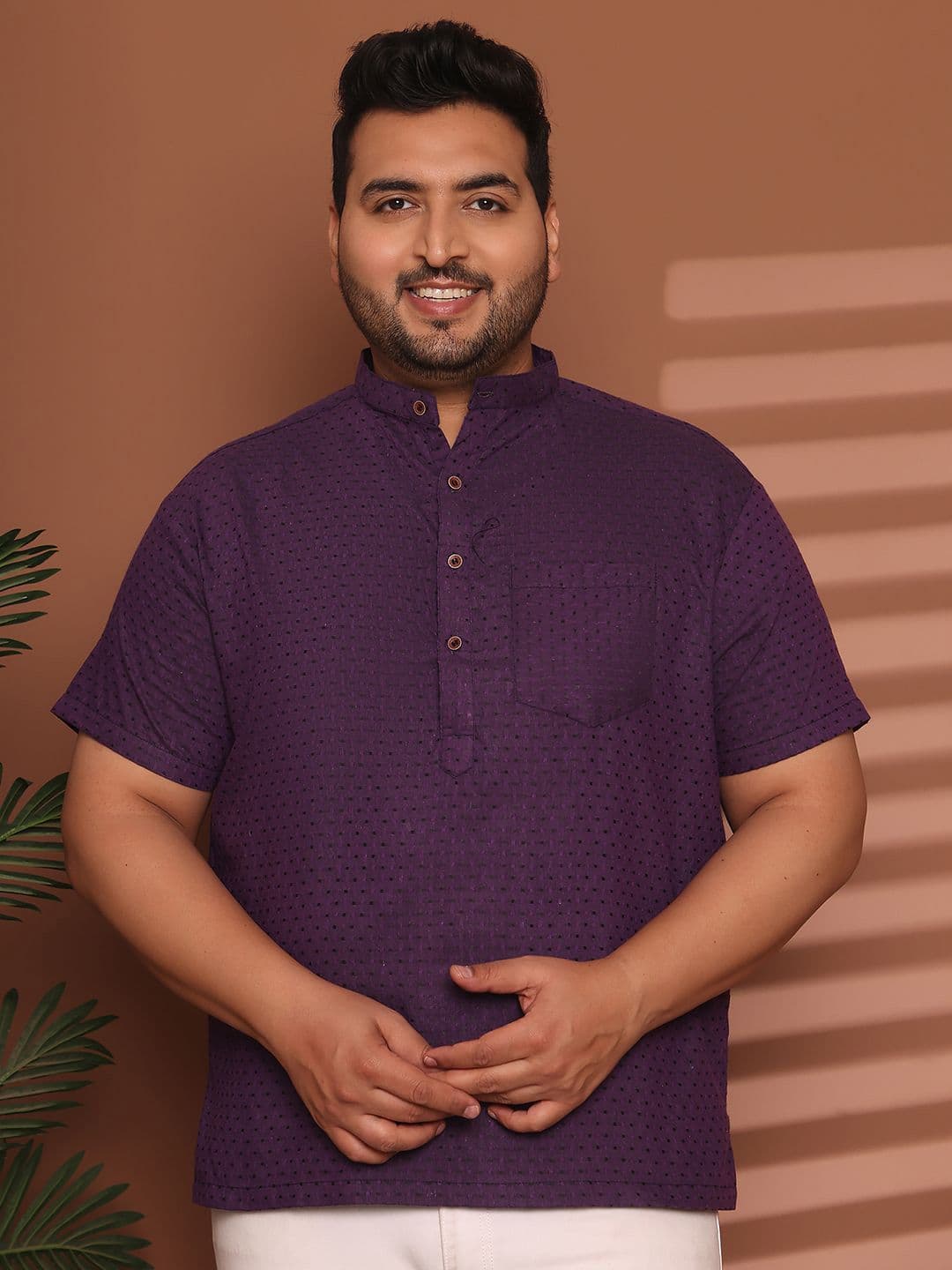 Enchanted Drapes Men Plus Size Geometric Printed Daily Cotton Straight Kurta - view 1