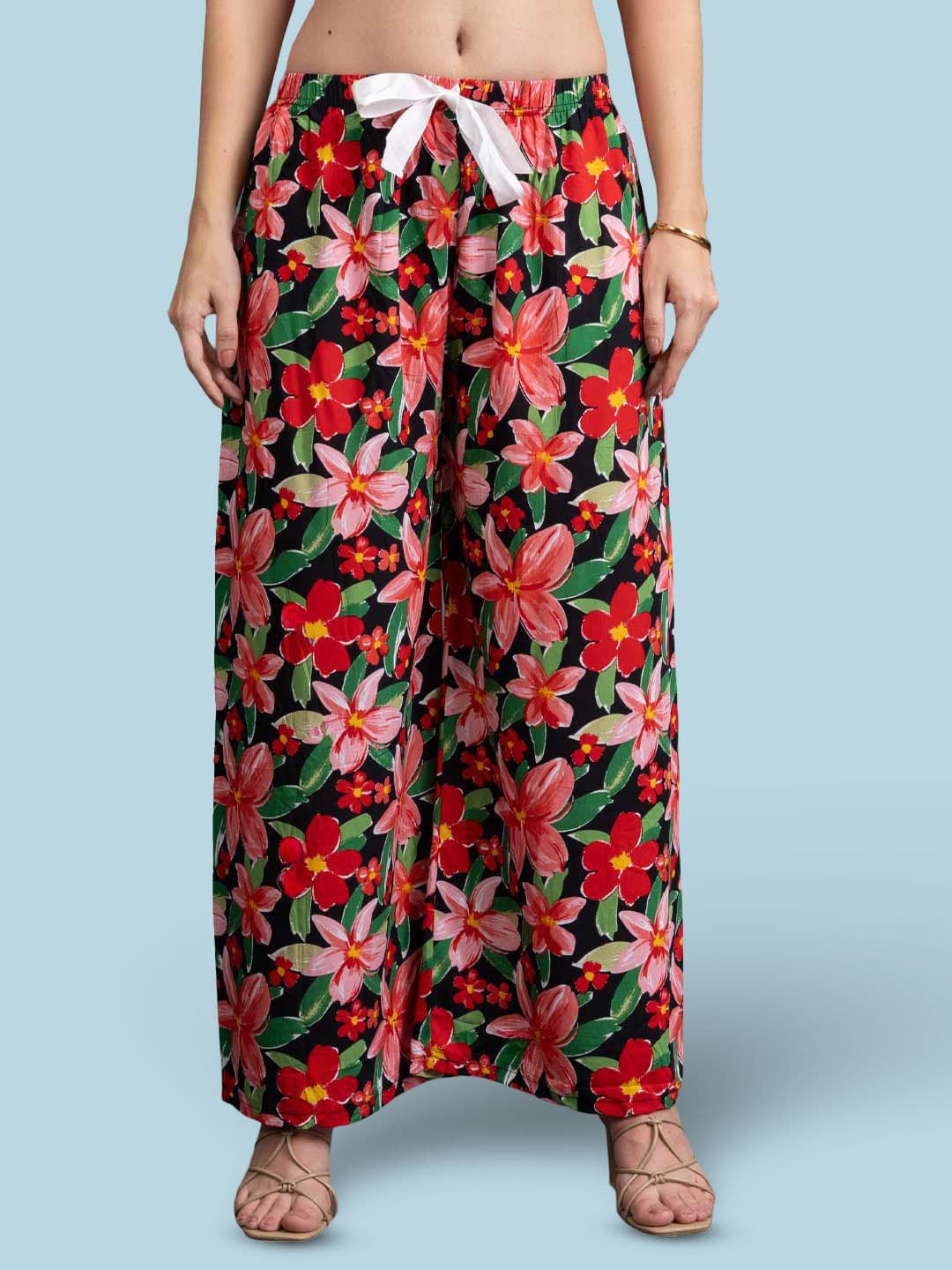 Jinfo Women Floral Printed Flared Palazzos - view 1