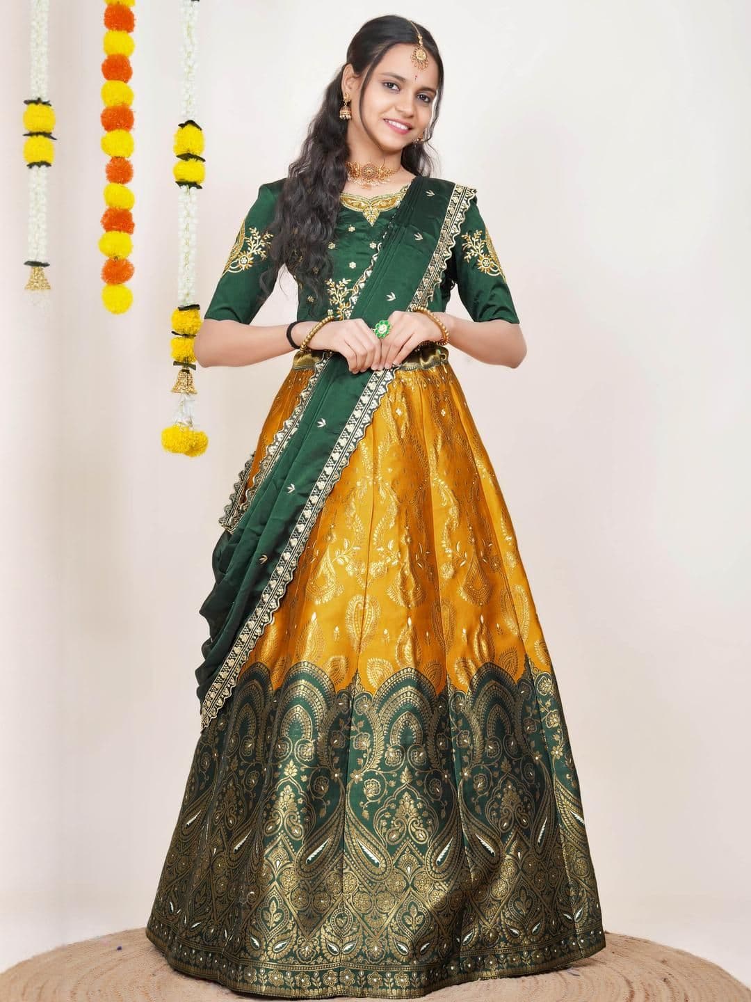 Mr Y Banarsi Silk Lehenga Semi-Stitched Lehenga & Unstitched Blouse With Dupatta - view 1