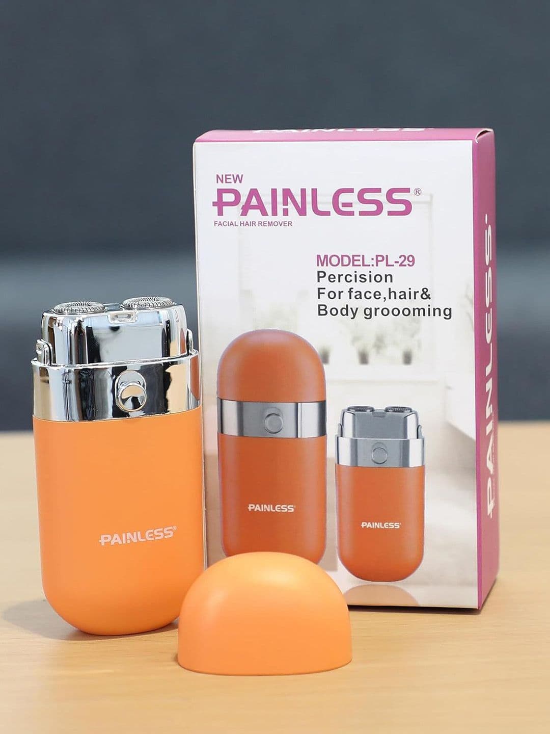 PAINLESS Portable Double Blade Facial Hair Remover - Orange