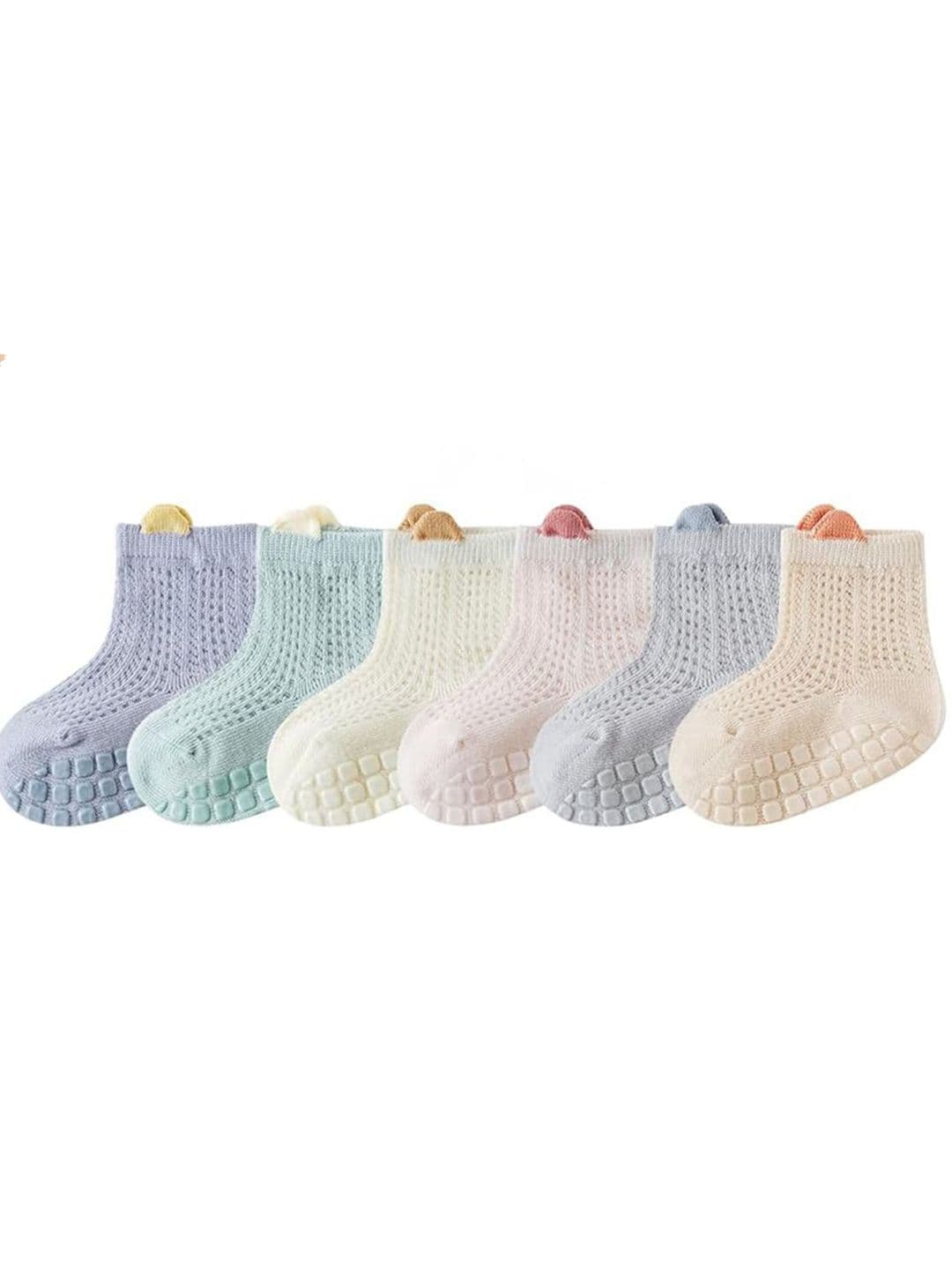 Gustave Infants Pack Of 6 Self-Design Anti Slip Cotton Ankle Length Socks - view 1
