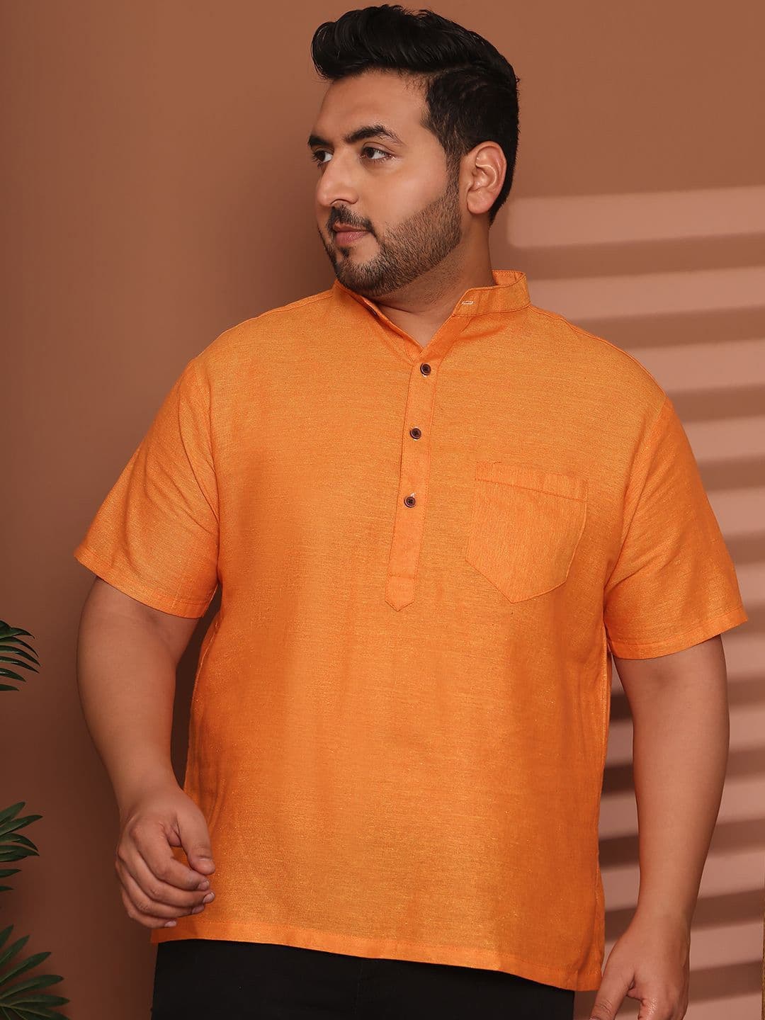 Enchanted Drapes Mandarin Collar Cotton Straight Kurta - view 1