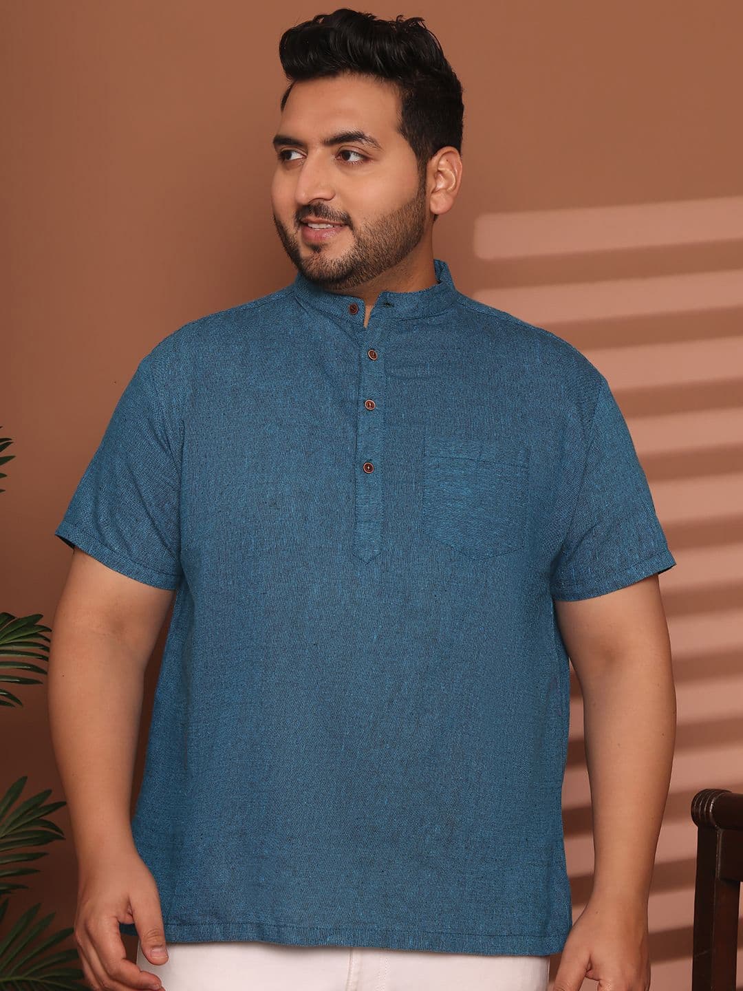 Enchanted Drapes Men Solid Cotton Straight Kurta - view 1