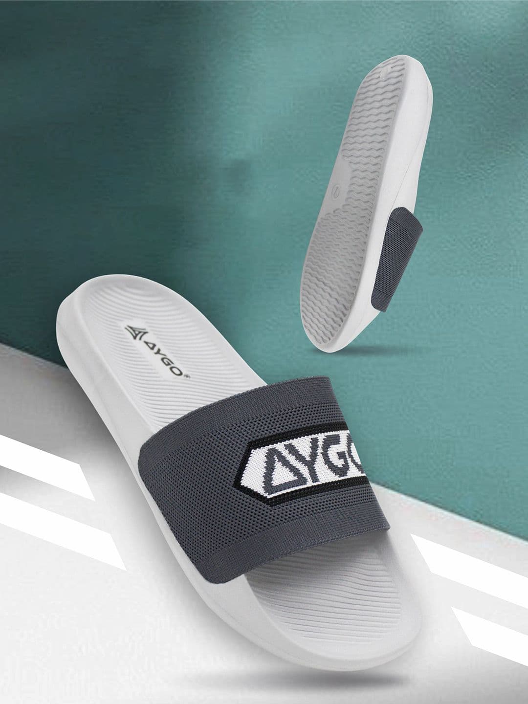 AYGO Men Self Design Sliders Flip Flops - view 1