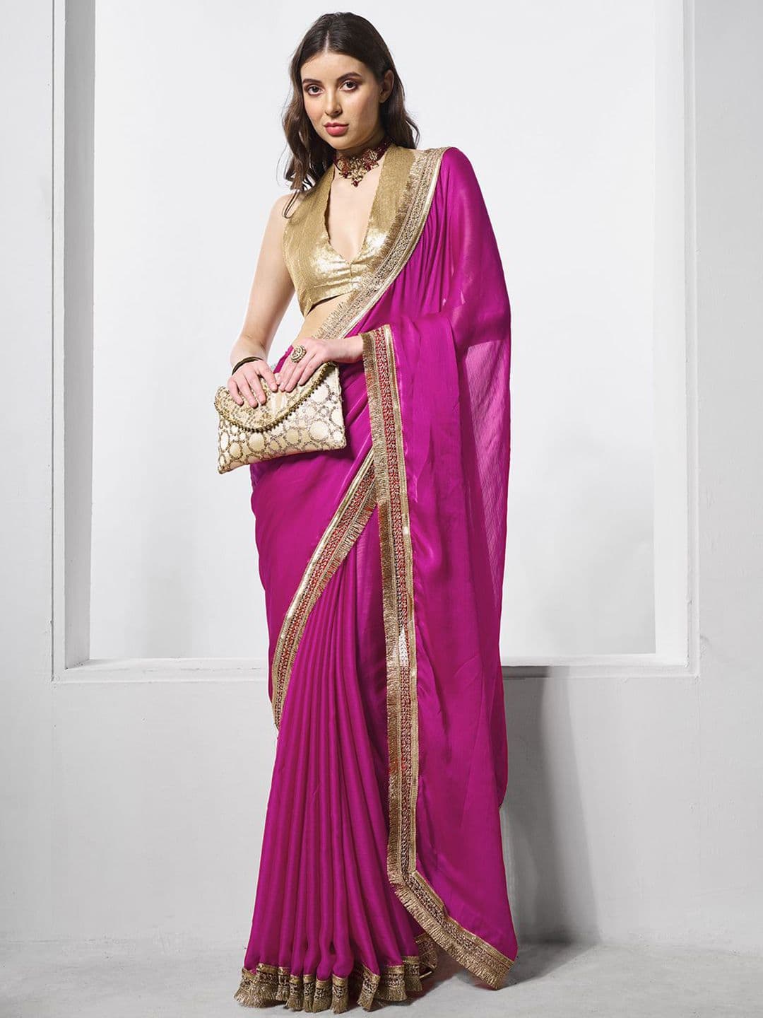 Kalista Sequinned Chiffon Saree - view 1