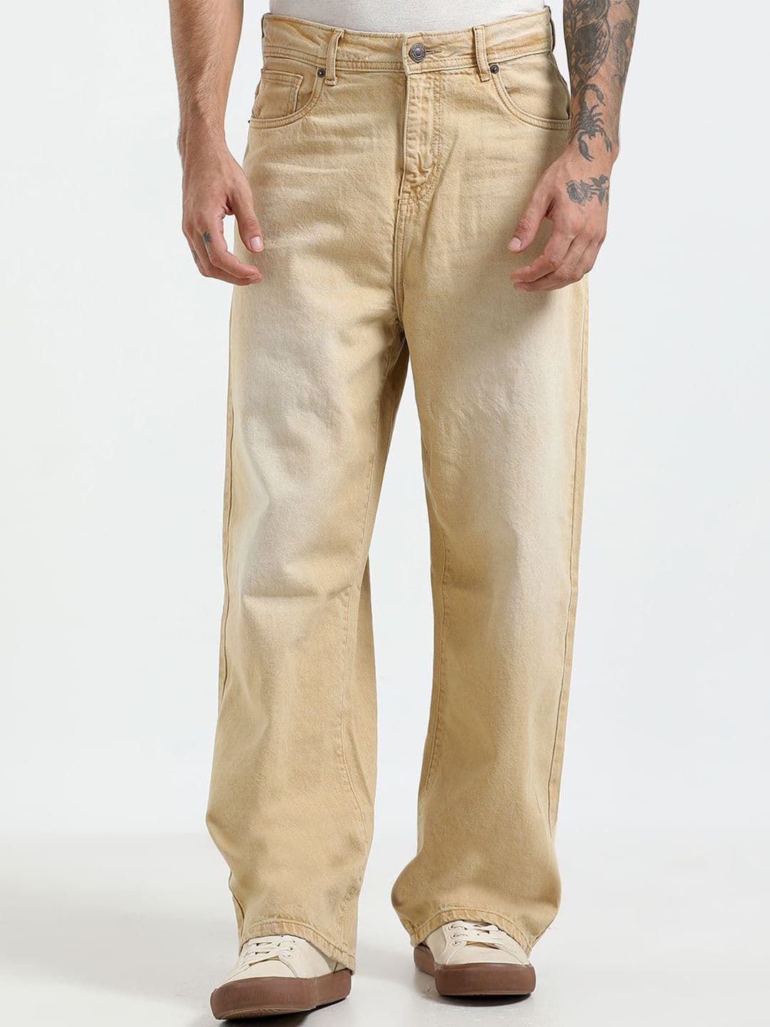 Espanshe Men Baggy Fit Mid-Rise Light Fade Cotton Jeans - view 1