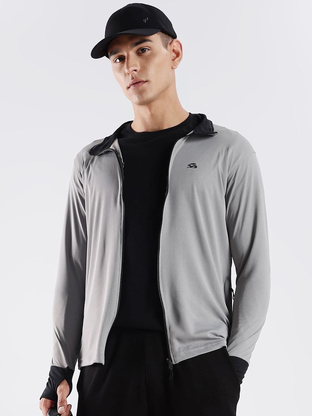 ADRO Men Mock Collar Solid Lightweight Casual Sporty Jacket
