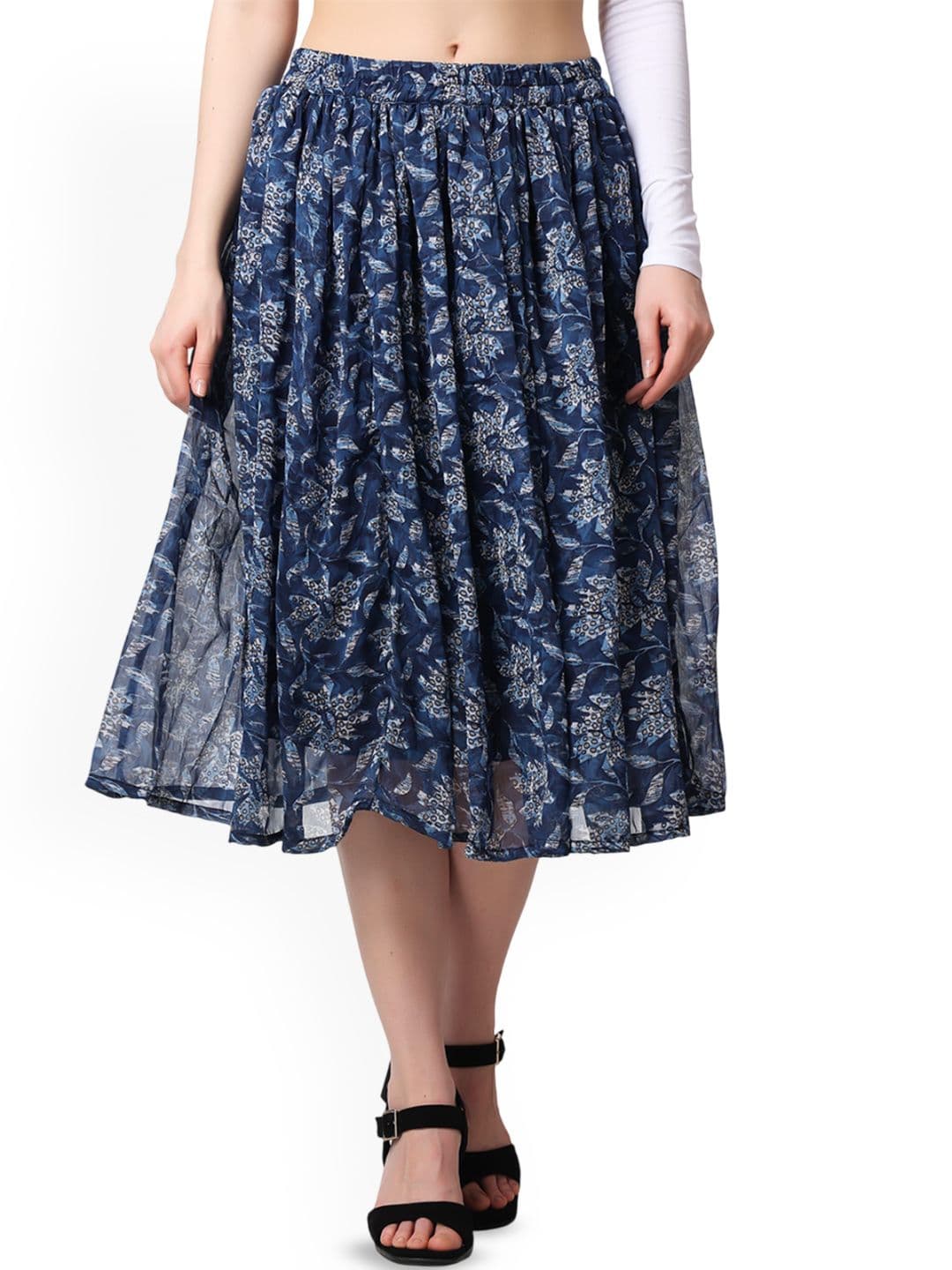 MINOS Printed Flared Midi Skirt - view 1