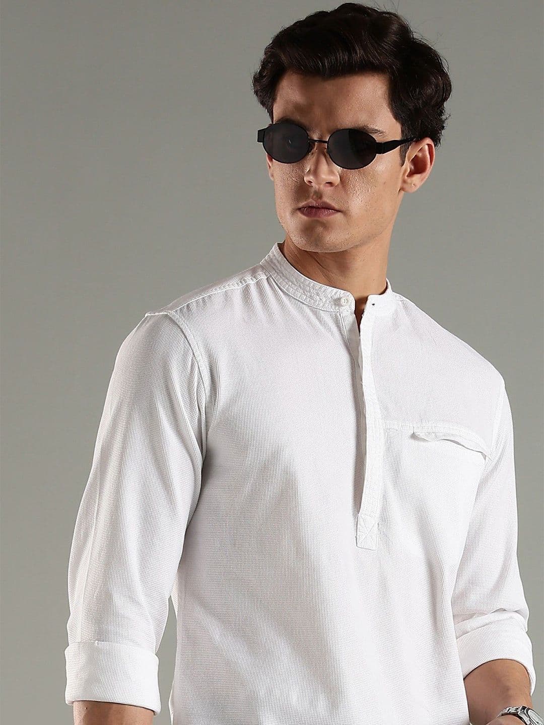 HERE&NOW Men Solid Festive Cotton Straight Kurta
