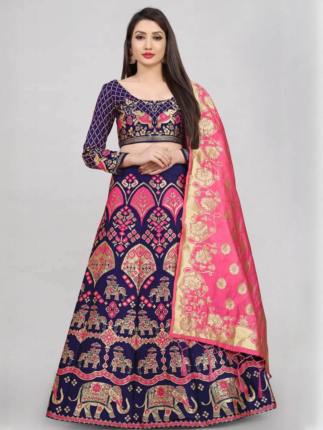Mr Y Silk Semi-Stitched Lehenga & Unstitched Blouse With Dupatta - view 1