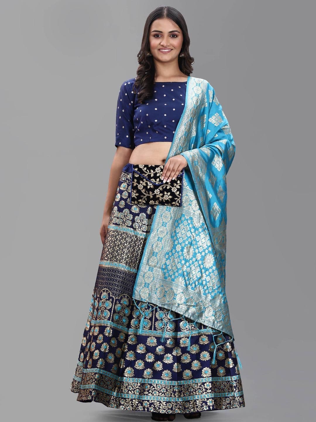 Mr Y Printed Semi-Stitched Lehenga & Unstitched Blouse With Dupatta - view 1