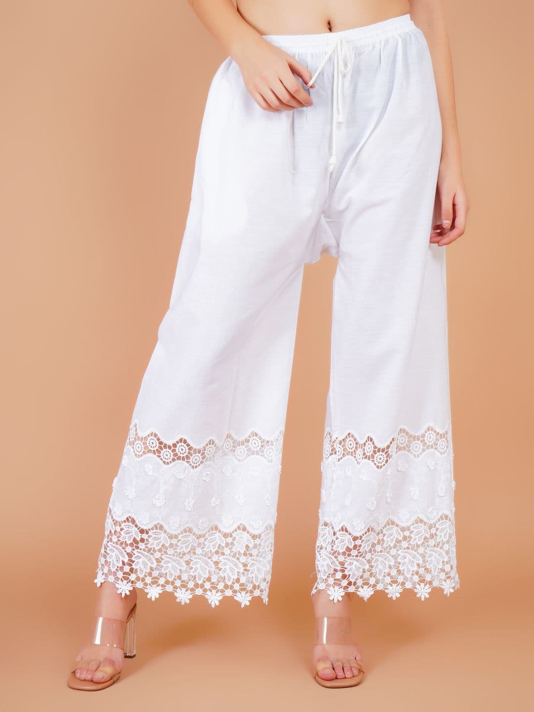 Karthav Fashion Women Floral Hem Design Knitted Ethnic Palazzos - view 1