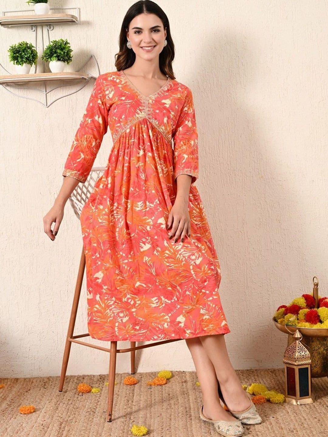 KPF Women Abstract Printed Daily Cotton A-Line Kurta - view 1