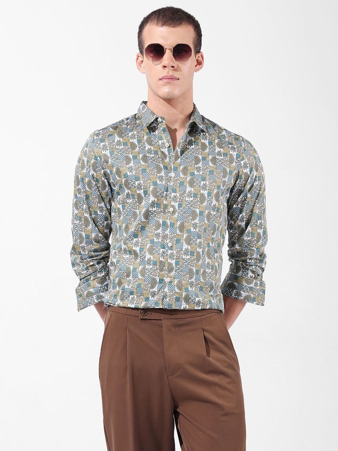 The Indian Garage Co Floral Printed Cotton Slim Fit Party Shirt - view 1