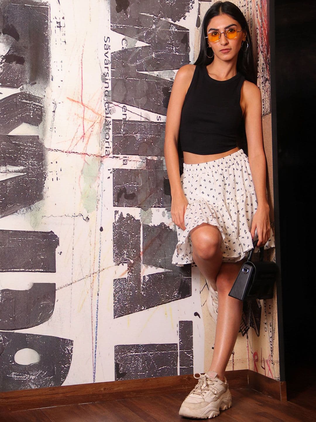 French Theory Printed Ruffle-Tiered Mini Skirts - view 1