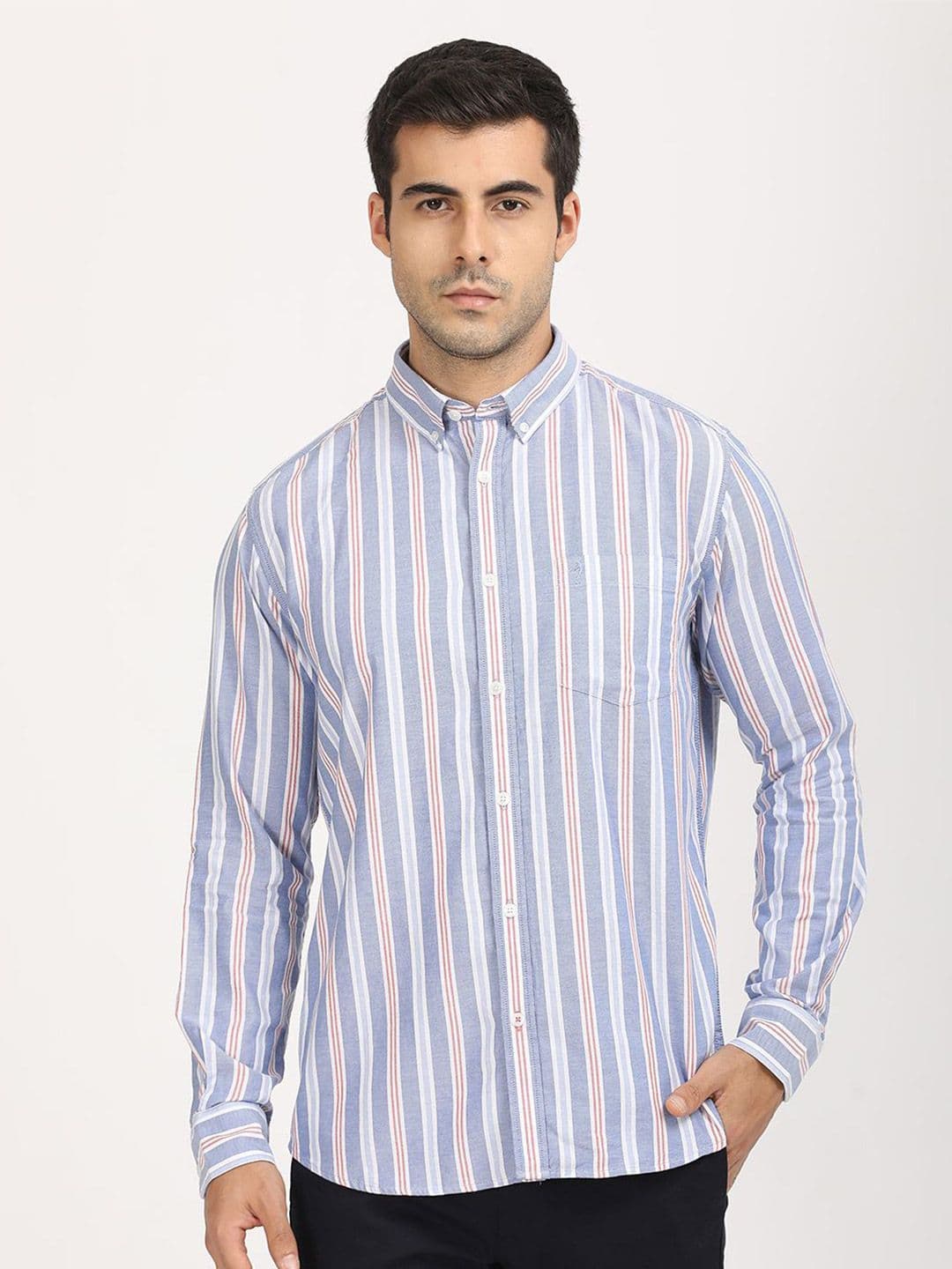 Indian Terrain Striped Button-Down Collar Long Sleeves Regular Fit Classic Casual Shirt - view 1