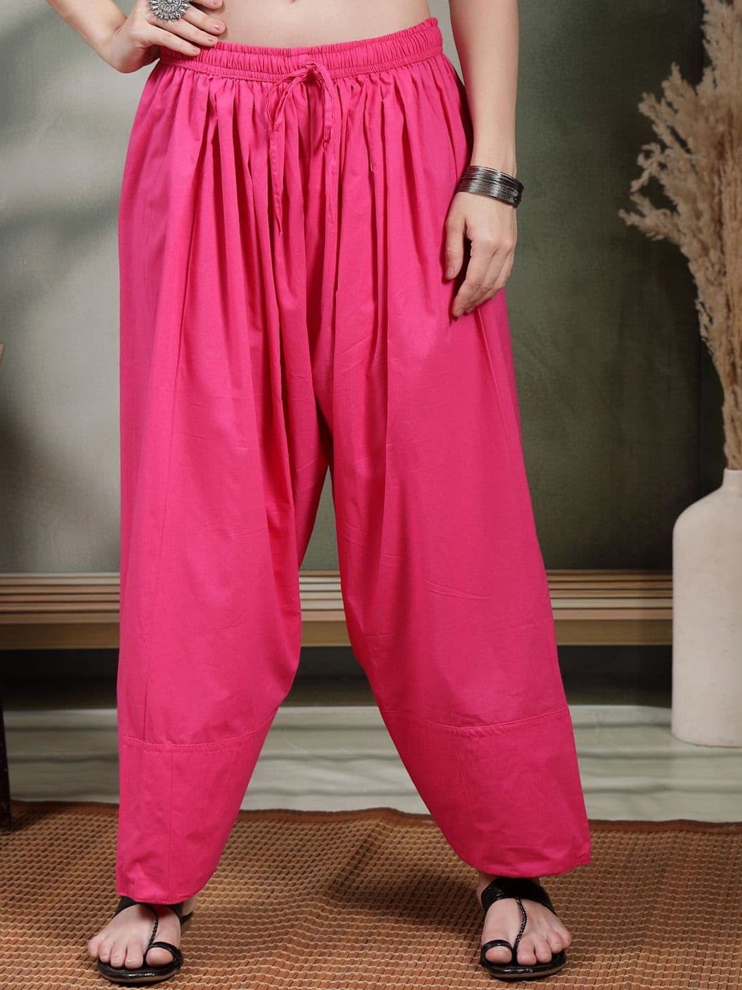 Clora Creation Women Cotton Solid Loose Fit Cotton Farshi Salwar - view 1