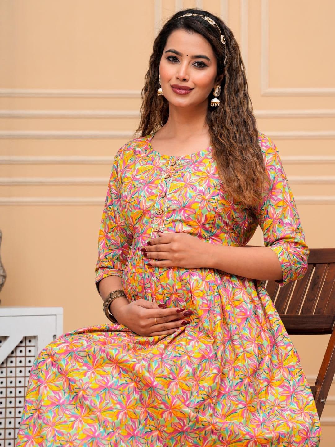 FASHION CLOUD Printed Maternity Kurta with Feeding Zip - view 1