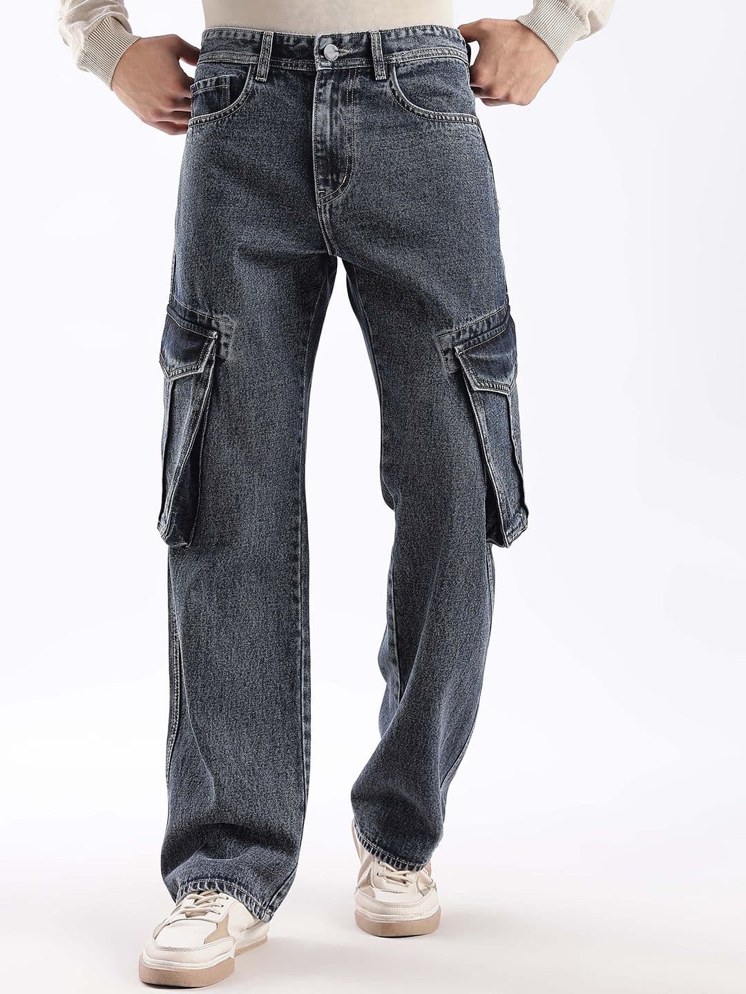 HERE&NOW Men Cargo Mid-Rise Baggy Jeans - view 1