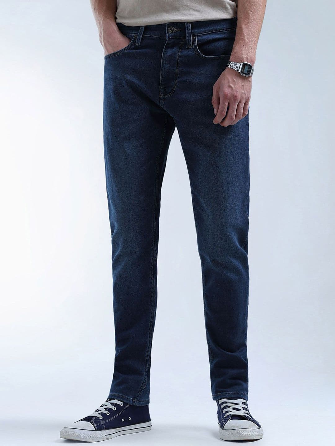 Flying Machine Men Tapered Fit Mid-Rise Light Fade Jeans - view 1