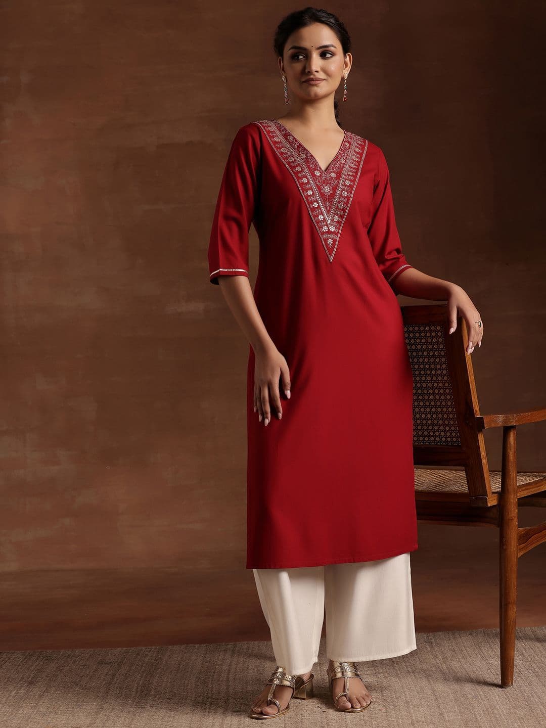 Libas Women Yoke Design Thread Work Kurta - view 1