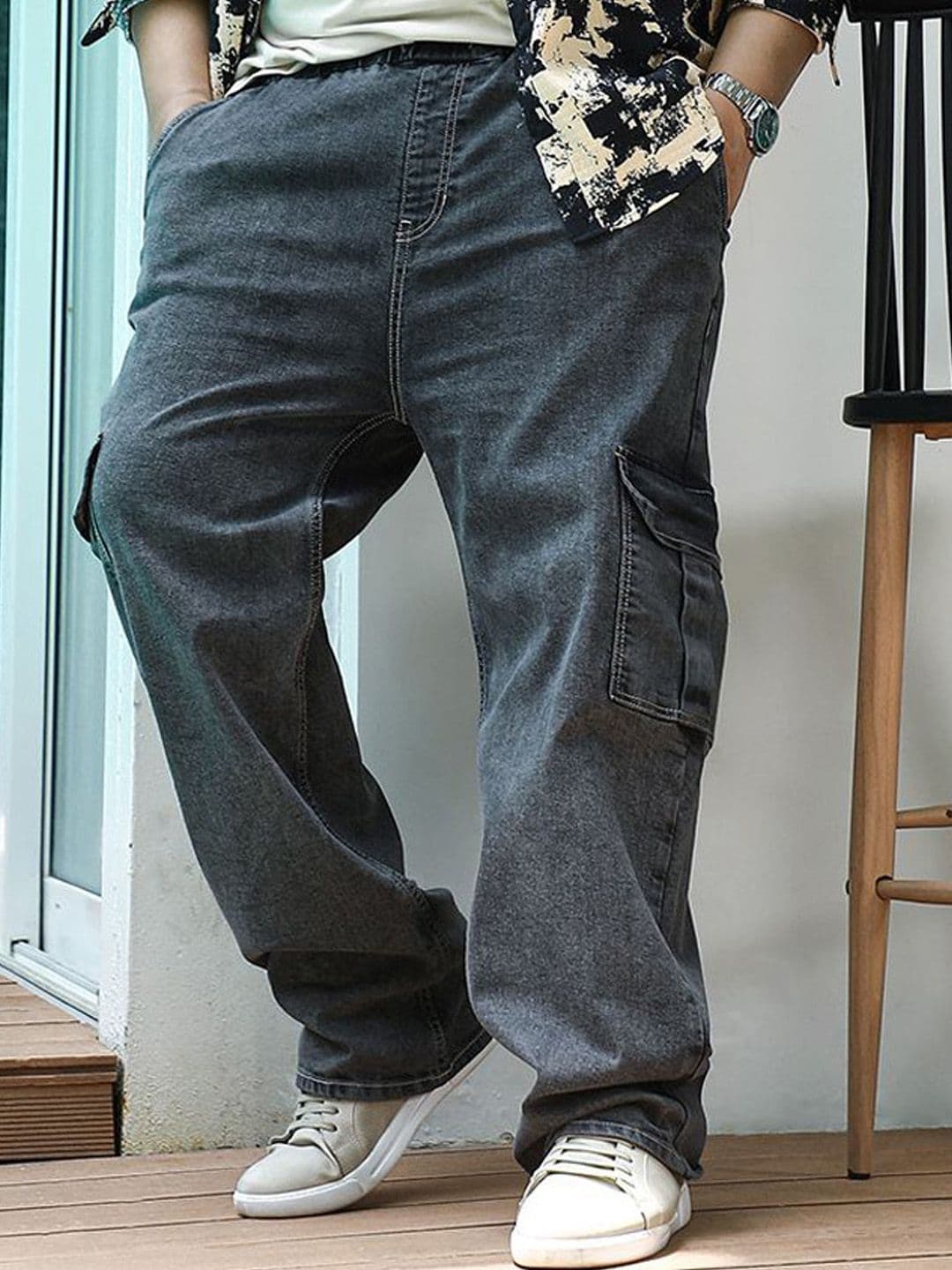 Instafab Plus Men Comfort Mid-Rise Light Fade Cotton Stretchable Jeans - view 1