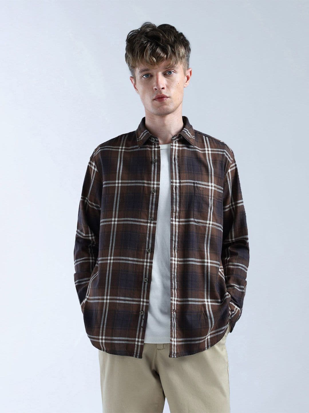 Flying Machine Men Buffalo Checked Spread Collar Pure Cotton Casual Shirt - view 1
