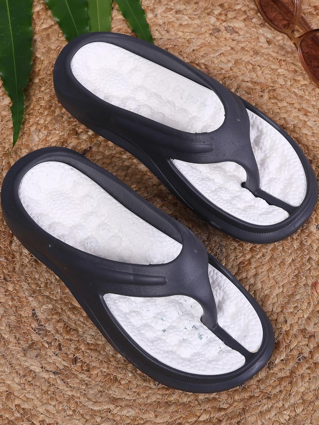 Style Height Men Black Acupressure Thong Flip Flops - view 1