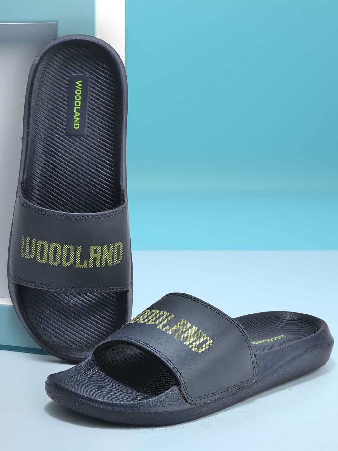 Woodland Men Printed Core PU Sliders - view 1