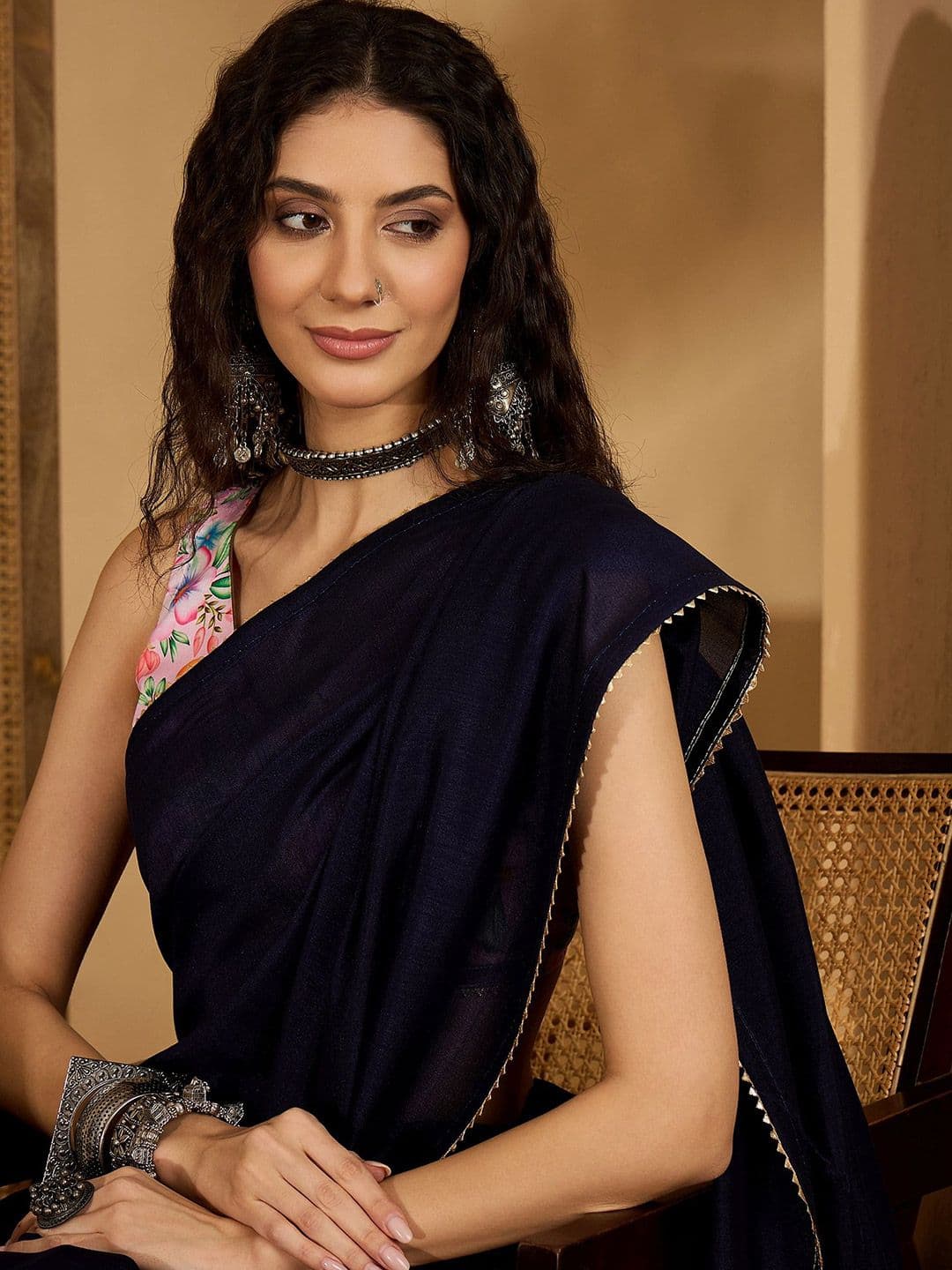 Sangria Gotta Patti Embellished Saree With Unstitched Blouse - view 1