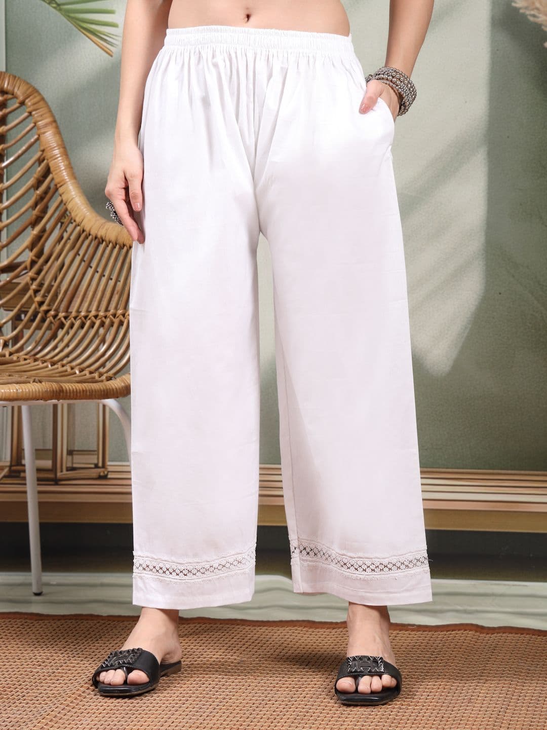 Clora Creation Women Hem Design Cotton Ethnic Palazzos - view 1
