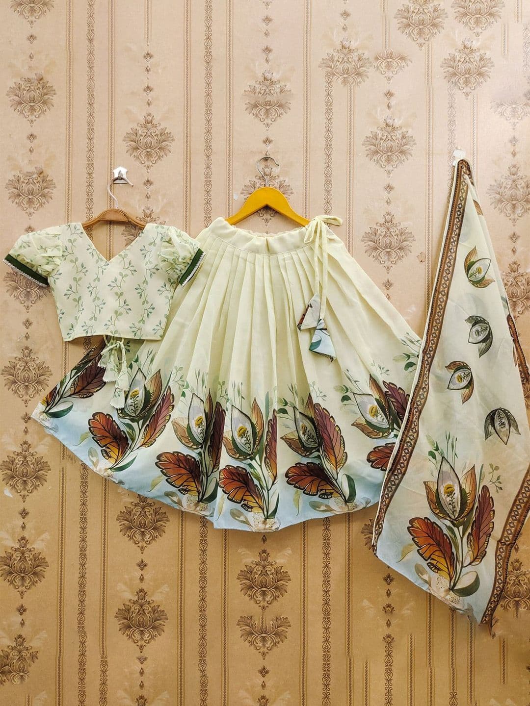 BAESD Girls Printed Mukaish Foil Print Ready to Wear Lehenga & Blouse With Dupatta - view 1