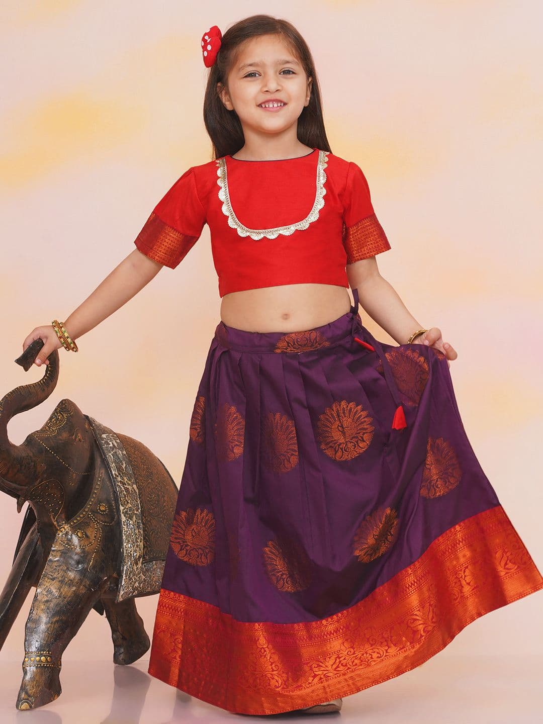 KID1 Girls Sequinned Silk Ready to Wear Lehenga & Choli - view 1