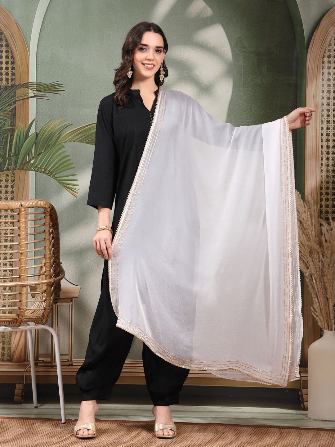 Clora Creation Gotta Patti Chiffon Dupatta - view 1