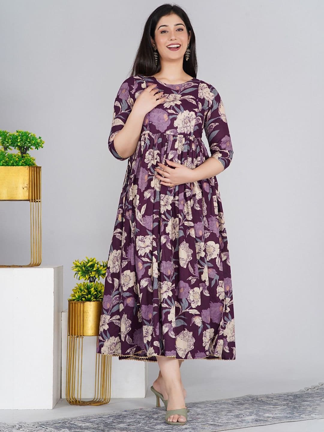 RANGEELO JAIPUR Women Floral Printed Maternity Anarkali Kurta - view 1