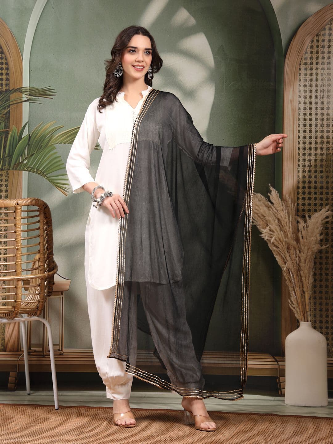 Clora Creation Gotta Patti Chiffon Dupatta - view 1