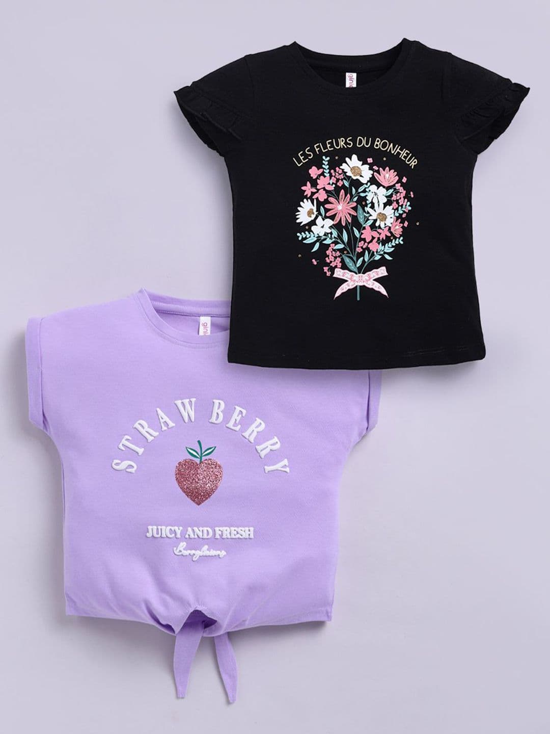 giniekids Girls Typography Print Round Neck Cotton Regular Top - view 1