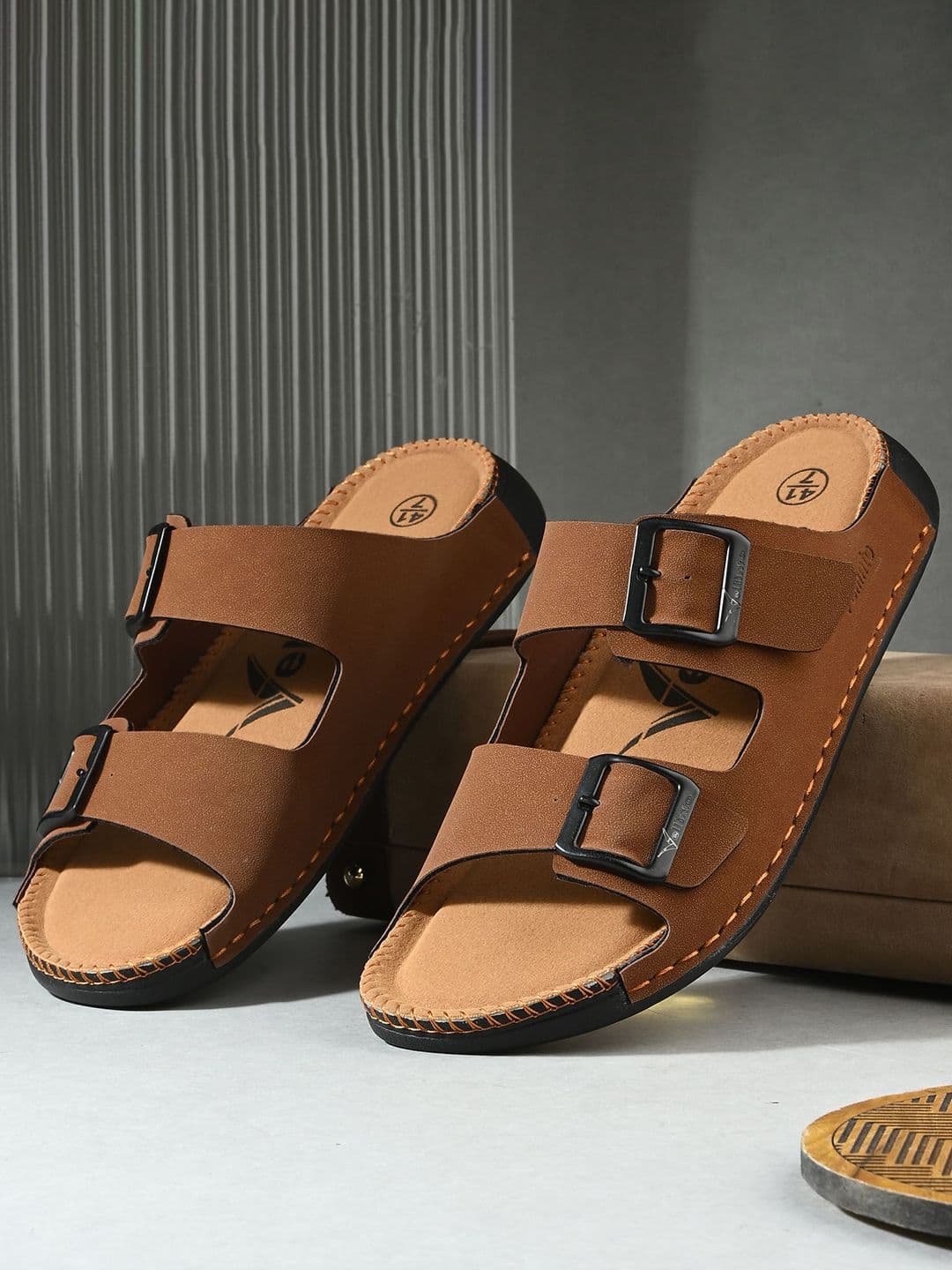Vellinto Men Double Buckle Adjustable Strap Comfort Sandals - view 1