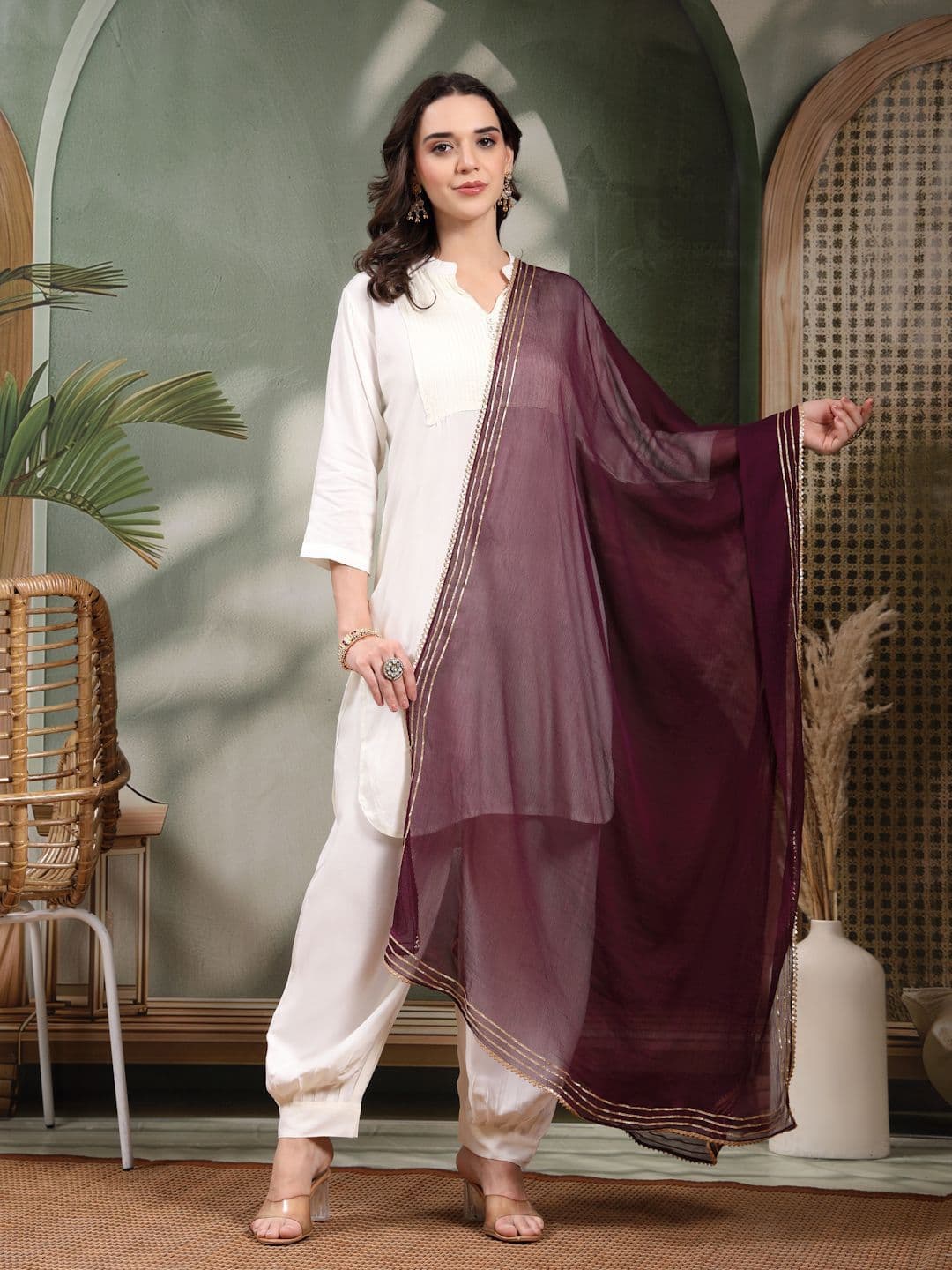 Clora Creation Gotta Patti Chiffon Dupatta - view 1
