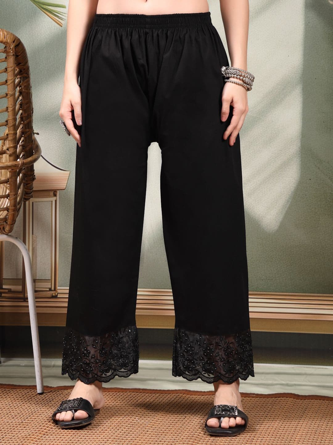 Clora Creation Women Hem Design Ethnic Cotton Palazzos - view 1