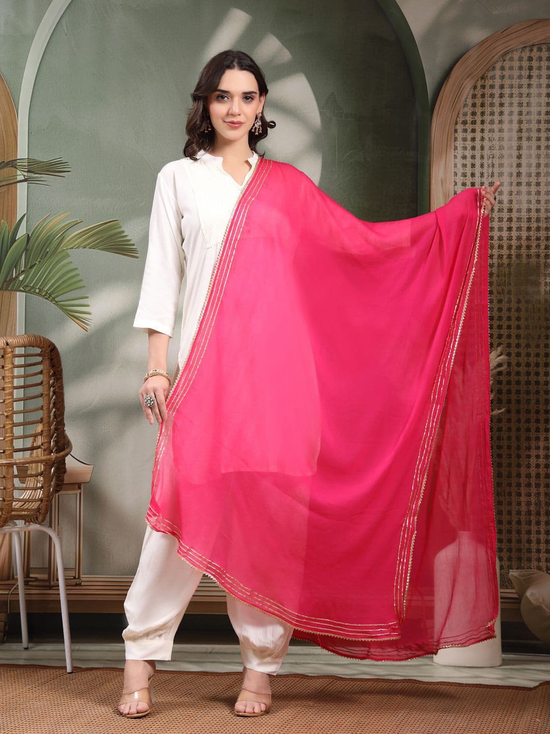 Clora Creation Gotta Patti Chiffon Dupatta - view 1